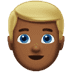 👱🏾‍♂️ man: medium-dark skin tone, blond hair display on Apple